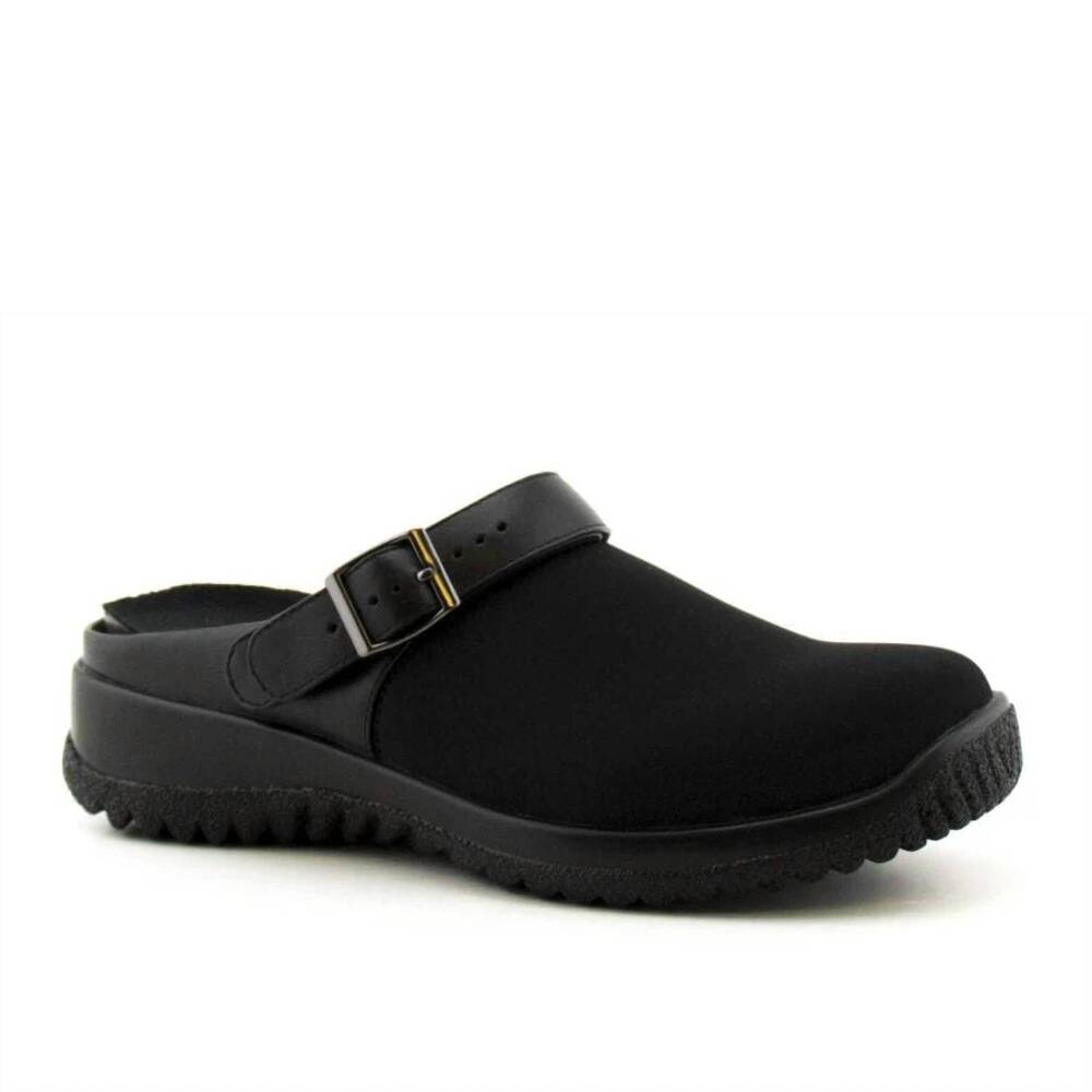 NEW DREW women's savannah clog in black/black/strech